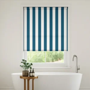 Azure Blue Stripes Bathroom Blinds