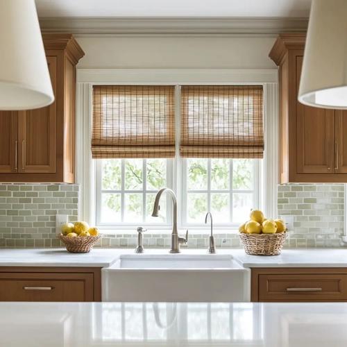 Dual Bamboo Roman Kitchen Blinds
