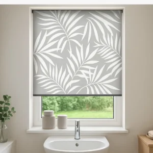 Grey Elegant Leaves Bathroom Blinds
