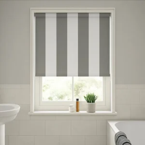 Grey Vertical Stripes Bathroom Blinds