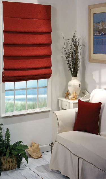 Roman Motorized Blinds in Living Room