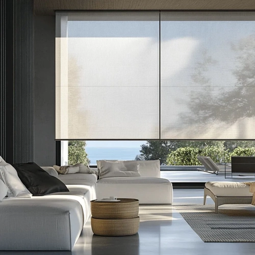 Modern roller blinds, Large windows living room